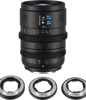 SIRUI VP-1 Vision Prime 1 T1.4 Full Frame Cine Lens, 24mm Manual Focus Cinema Lens with Pre-Installed E Mount, Interchangeable RF/Z/L Mounts (Black)